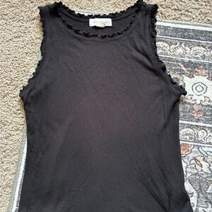 Treasure & Bond Black Ruffle-Trim Tank Top